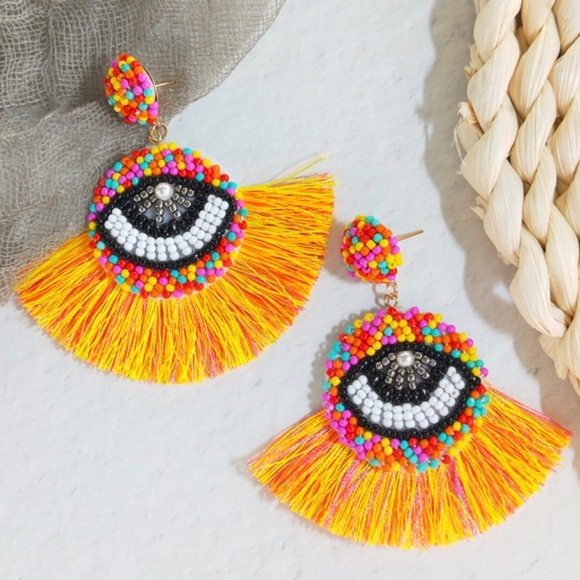 Charlie💋s Jewelry - “EYELASH” STUD OR POST BEADED FRINGE EARRINGS-DROP